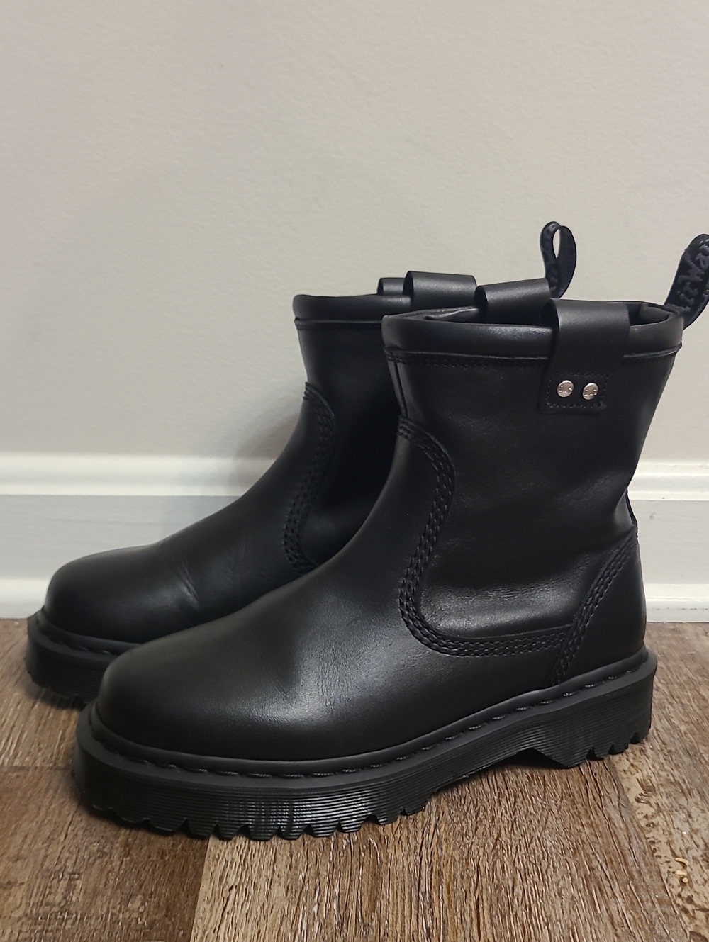 Dr Martens Anistone Lo Leather Biker Black Boots